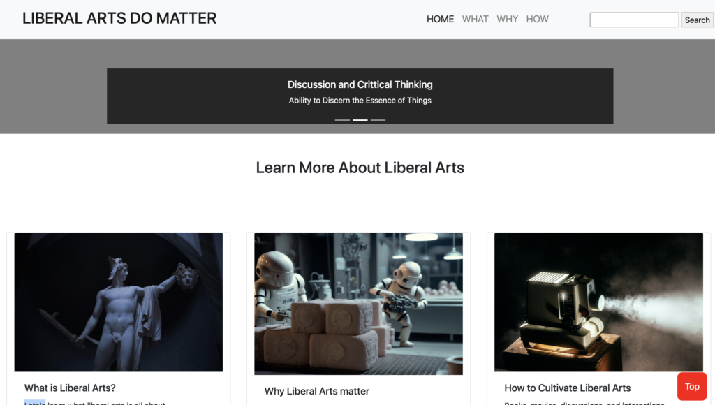 A screenshot of Liberal Arts Do Matter web page